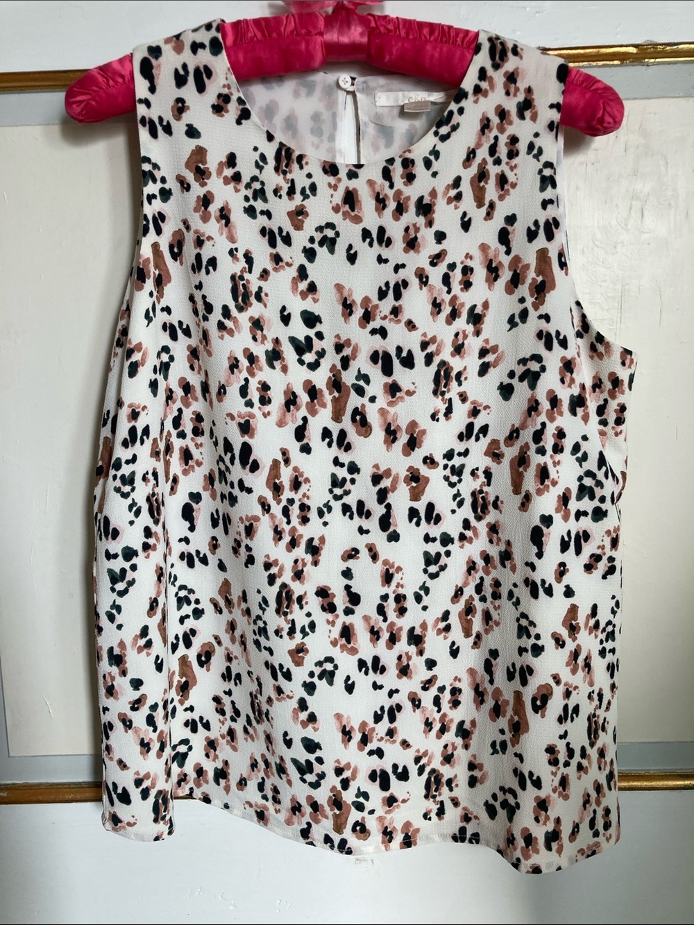 Women’s Animal Print Sleeveless Camisole in White and Brown